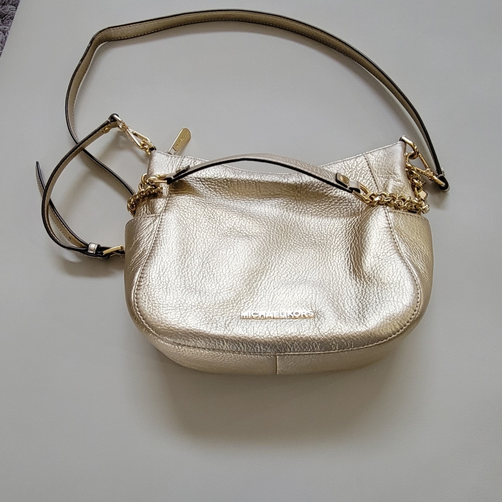 Michael kors pale gold crossbody bag with top handle